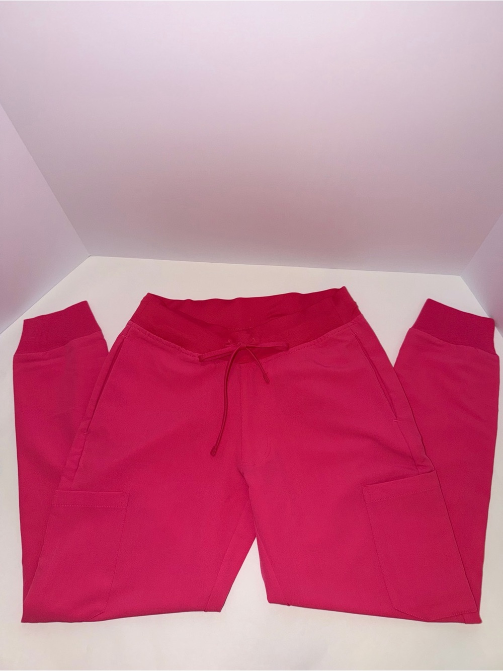 Mandala Hot Pink Scrub Jogger Pants XS Petite NWOT